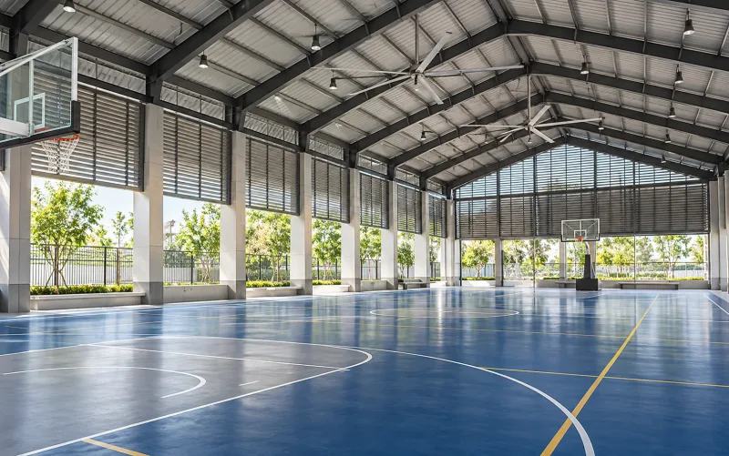 High-roof indoor sports court — illustrative setting