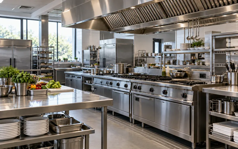Commercial kitchen with extraction — illustrative setting