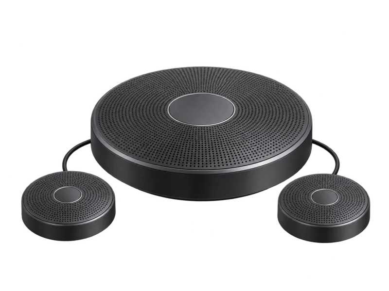 Conference speakerphone and satellite microphones — concept illustration